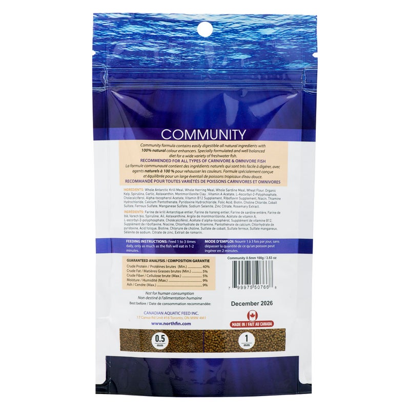 Northfin Fish Food Community Formula Slow Sinking Pellets (0.5mm 100g) - Image 2